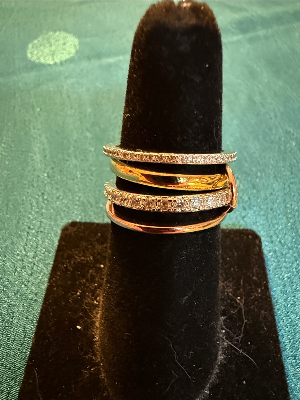 Multi-Tone Crystal Band Ring in Gold, Rose Gold and Silver